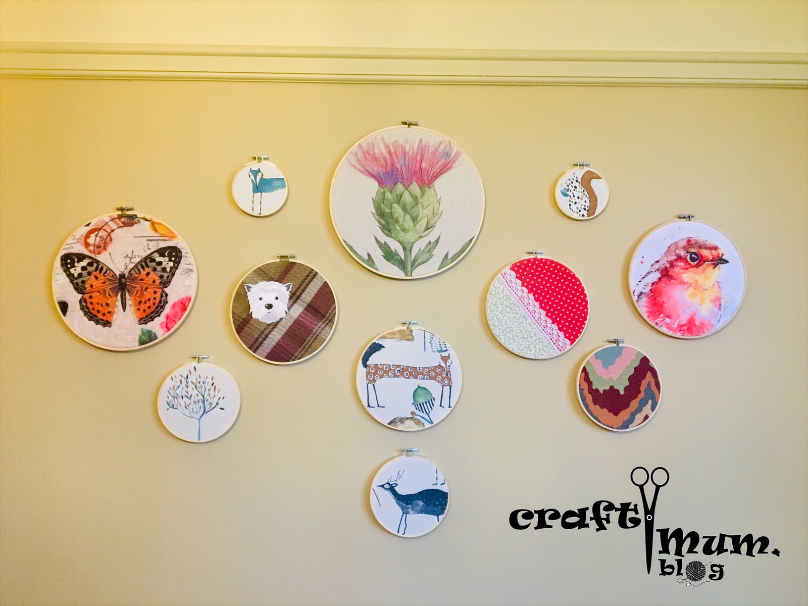 Embroidery hoops wall art
