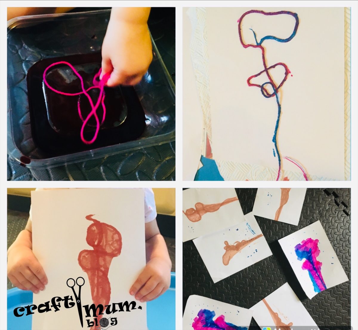 Pulled string painting - Crafty Mum